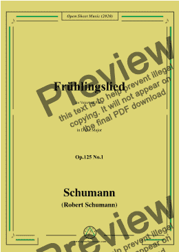 page one of Schumann-Frühlingslied Op.125 No.1,in D flat Major,for Voice and Piano 