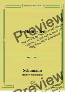 page one of Schumann-Frühlingslied Op.125 No.1,in G Major,for Voice and Piano 