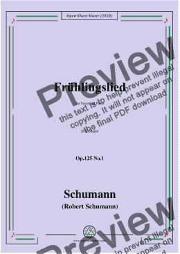 page one of Schumann-Frühlingslied Op.125 No.1,in F Major,for Voice and Piano 