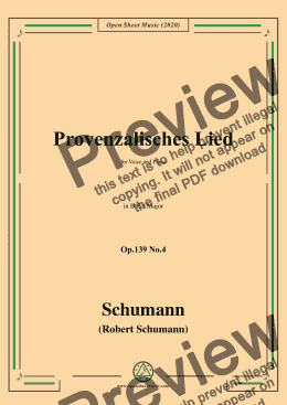 page one of Schumann-Provenzalisches Lied,Op.139 No.4,in B flat Major,for Voice and Piano 