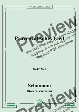 page one of Schumann-Provenzalisches Lied,Op.139 No.4,in D Major,for Voice and Piano 