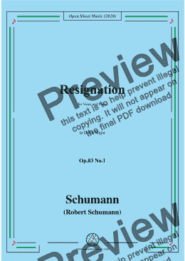 page one of Schumann-Resignation,Op.83 No.1 in D flat Major,for Voice and Piano