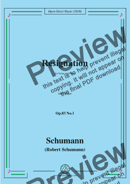 page one of Schumann-Resignation,Op.83 No.1 in D Major,for Voice and Piano