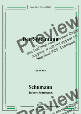 page one of Schumann-Der Spielmann Op.40 No.4,in F Major,for Voice and Piano