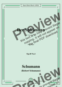 page one of Schumann-Der Spielmann Op.40 No.4,in G Major,for Voice and Piano