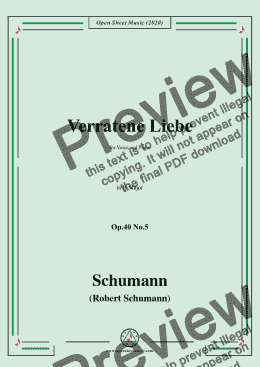 page one of Schumann-Verratene Liebe Op.40 No.5,in B Major,for Voice and Piano 