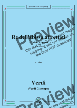 page one of Verdi-Re dell'abisso,affrettati(Invocation Aria),in c minor,for Voice and Piano 