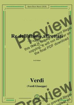 page one of Verdi-Re dell'abisso,affrettati(Invocation Aria),in d minor