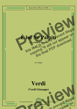 page one of Verdi-È lui Ne Palpiti,in F Major,for Voice and Piano 