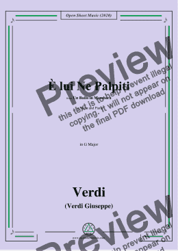 page one of Verdi-È lui Ne Palpiti,in G Major,for Voice and Piano 