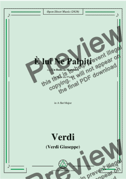 page one of Verdi-È lui Ne Palpiti,in A flat Major,for Voice and Piano 