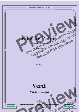 page one of Verdi-È lui Ne Palpiti,in A Major,for Voice and Piano 