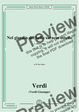 page one of Verdi-Nel giardin del bello saracin ostello,in B flat Major 