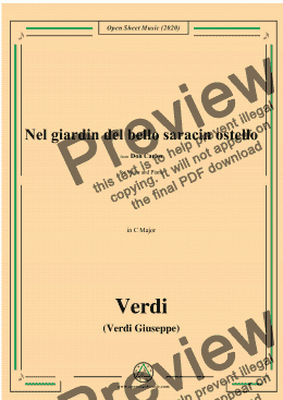 page one of Verdi-Nel giardin del bello saracin ostello,in C Major 