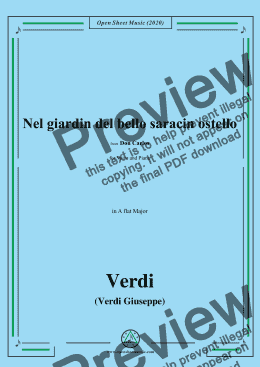 page one of Verdi-Nel giardin del bello saracin ostello,in A flat Major 