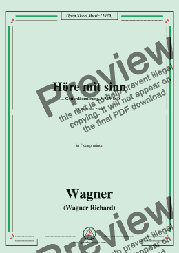 page one of Wagner-Hōre mit sinn,in f sharp minor,for Voice and Piano 