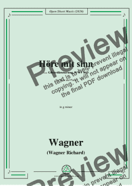 page one of Wagner-Hōre mit sinn,in g minor,for Voice and Piano 