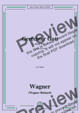 page one of Wagner-Gerechter Gott,in G Major,for Voice and Piano 