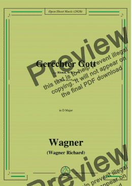 page one of Wagner-Gerechter Gott,in D Major,for Voice and Piano 