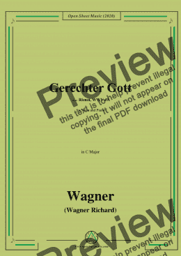 page one of Wagner-Gerechter Gott,in C Major,for Voice and Piano 