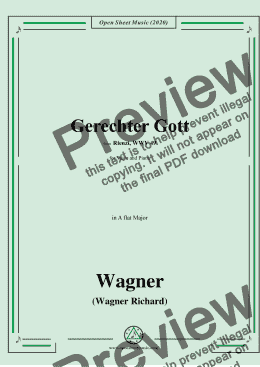 page one of Wagner-Gerechter Gott,in A flat Major,for Voice and Piano