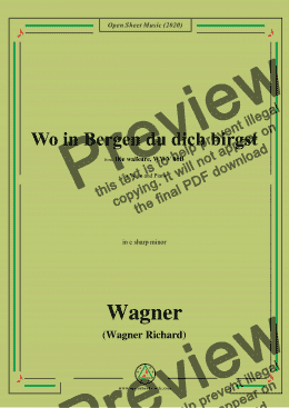 page one of Wagner-Wo in Bergen du dich birgst,in c sharp minor 