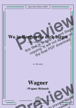 page one of Wagner-Wo in Bergen du dich birgst,in e flat minor 