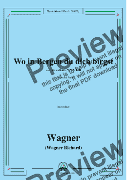 page one of Wagner-Wo in Bergen du dich birgst,in e minor