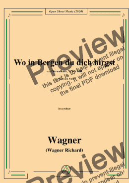 page one of Wagner-Wo in Bergen du dich birgst,in a minor 