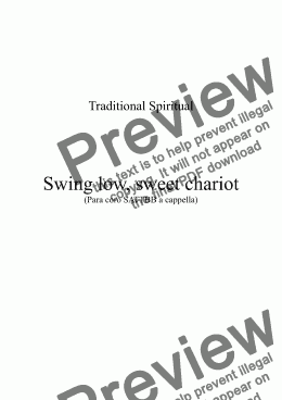 page one of Swing low, sweet chariot (Para coro SATTBB a cappella)