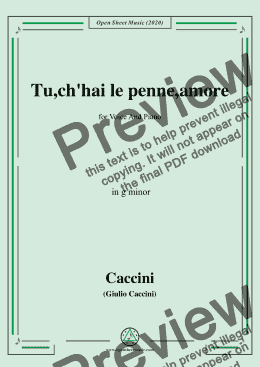 page one of Caccini-Tu,ch'hai le penne,amore,in g minor,for Voice and Piano