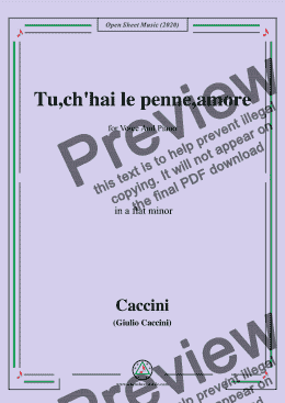 page one of Caccini-Tu,ch'hai le penne,amore,in a flat minor,for Voice and Piano