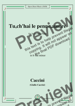 page one of Caccini-Tu,ch'hai le penne,amore,in b flat minor,for Voice and Piano