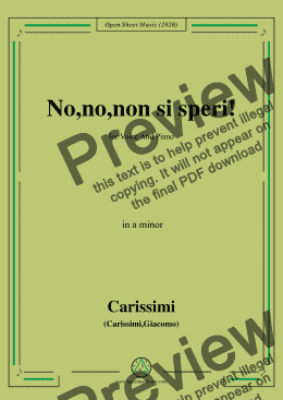 page one of Carissimi-No,no,non si speri,in a minor,for Voice and Paino