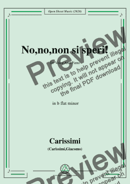 page one of Carissimi-No,no,non si speri,in b flat minor,for Voice and Paino