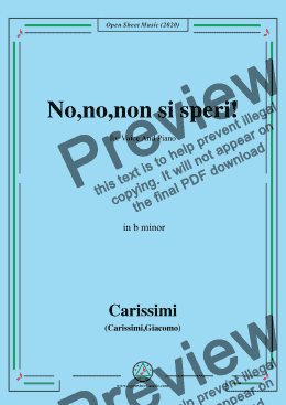 page one of Carissimi-No,no,non si speri,in b minor,for Voice and Paino