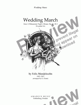 page one of Wedding March for guitar trio