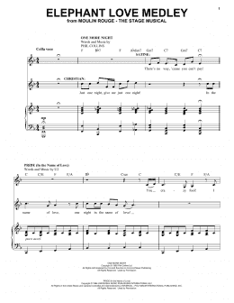 page one of Elephant Love Medley (from Moulin Rouge! The Musical) (Piano & Vocal)