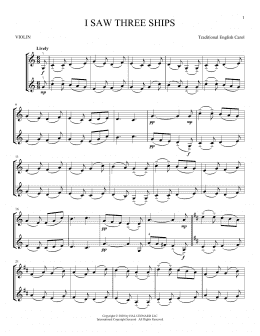 page one of I Saw Three Ships (Violin Duet)