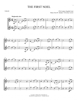 page one of The First Noel (Violin Duet)