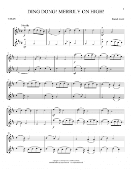 page one of Ding Dong! Merrily On High! (Violin Duet)