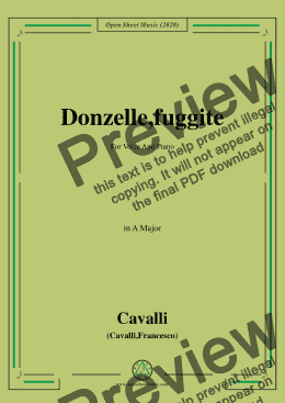 page one of Cavalli-Donzelle,fuggite,in A Major,for Voice and Piano