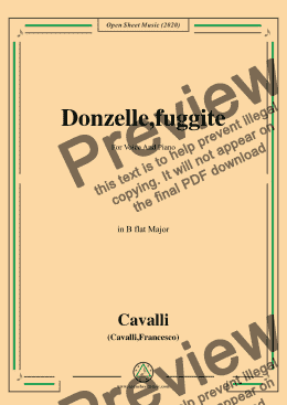 page one of Cavalli-Donzelle,fuggite,in B flat Major,for Voice and Piano