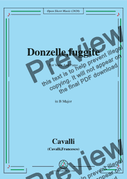 page one of Cavalli-Donzelle,fuggite,in B Major,for Voice and Piano