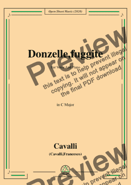 page one of Cavalli-Donzelle,fuggite,in C Major,for Voice and Piano