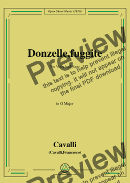 page one of Cavalli-Donzelle,fuggite,in G Major,for Voice and Piano