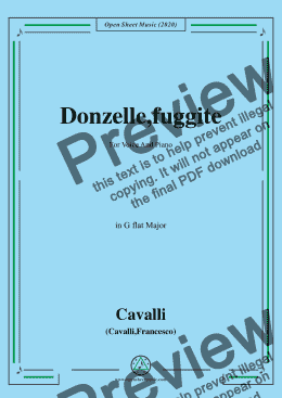 page one of Cavalli-Donzelle,fuggite,in G flat Major,for Voice and Piano