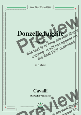 page one of Cavalli-Donzelle,fuggite,in F Major,for Voice and Piano