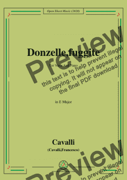 page one of Cavalli-Donzelle,fuggite,in E Major,for Voice and Piano