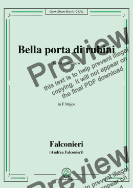 page one of Falconieri-Bella porta di rubini,in F Major,for Voice and Piano